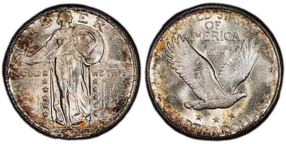Side-by-side comparison of a 1926 quarter without Full Head versus with Full Head designation showing leaf detail